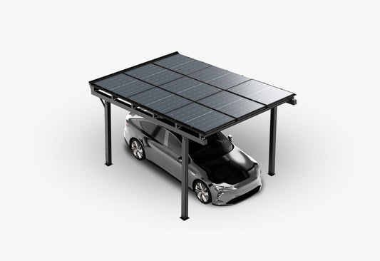 Luxo Enkele Zonnecarport met 9 glas glas zonnepanelen compleet pakket incl btw en transport - solar vermogen 3.96 kWp