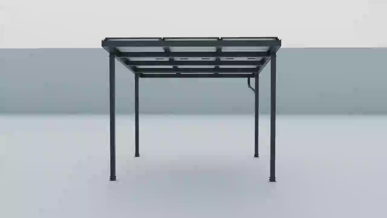 Enkel Solar carport Nova met 9 glas glas zonnepanelen compleet