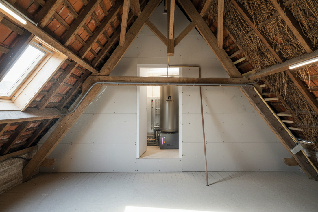 NEStore thermische warmtebatterij op zolder van Boerderij Scholtenhof