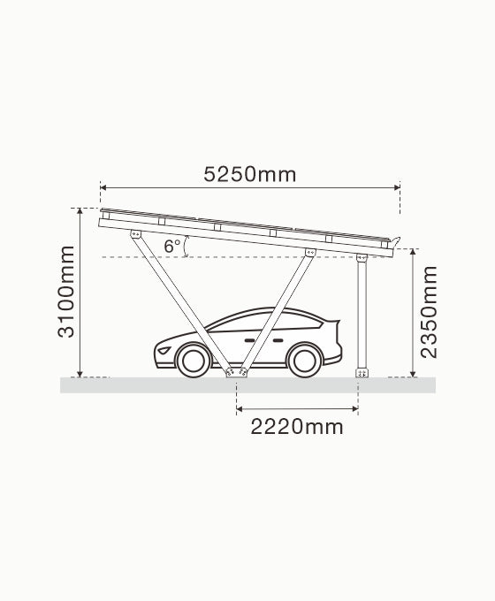 DUO N Type Solar carport met 15 glas glas zonnepanelen  compleet pakket incl btw en transport - solar vermogen 6.6 Kwp
