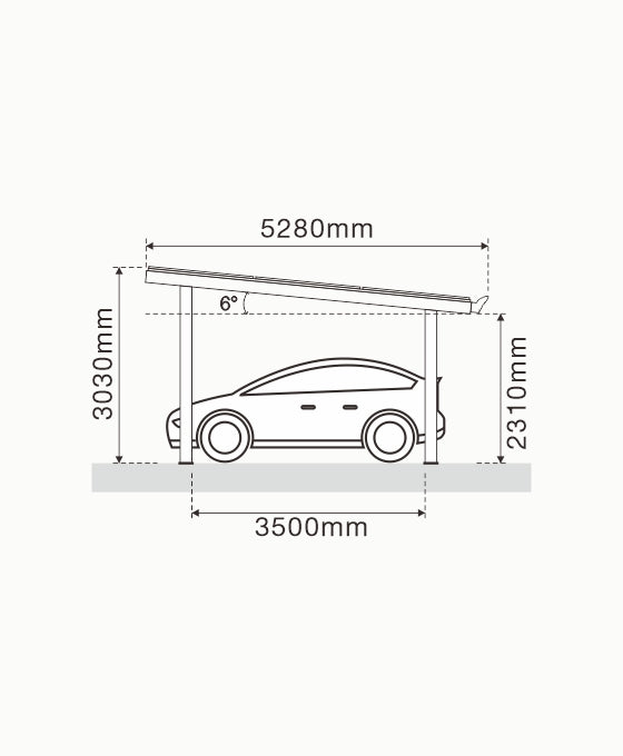 Dubbel Solar carport Nova met 15 glas glas zonnepanelen compleet pakket   incl btw en transport - solar vermogen 6.6 kWp