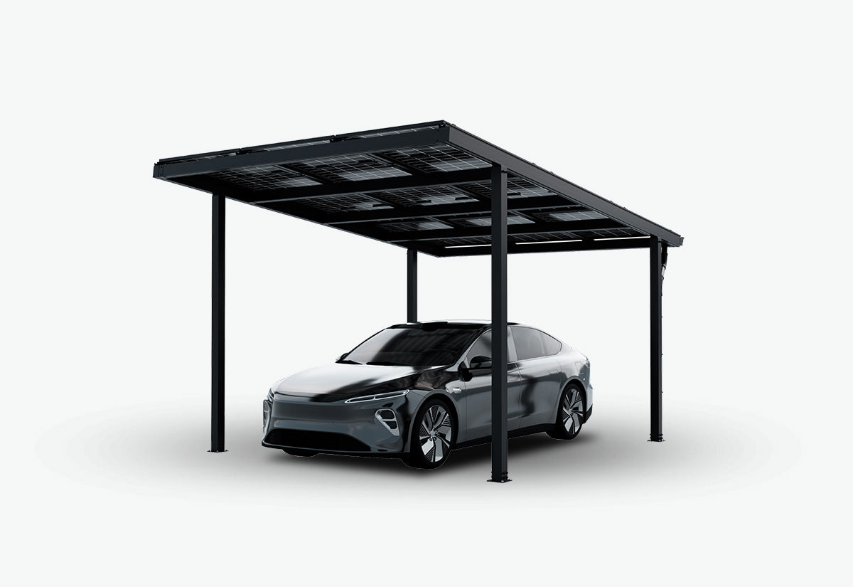 Enkel Solar carport Nova  met 9 glas glas zonnepanelen compleet pakket  incl btw en transport - solar vermogen 3.96  kWp