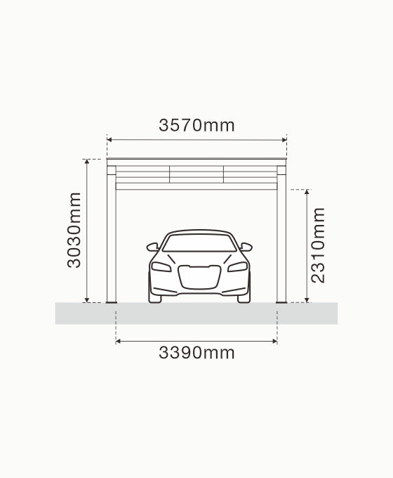 Enkel Solar carport Nova  met 9 glas glas zonnepanelen compleet pakket  incl btw en transport - solar vermogen 3.96  kWp
