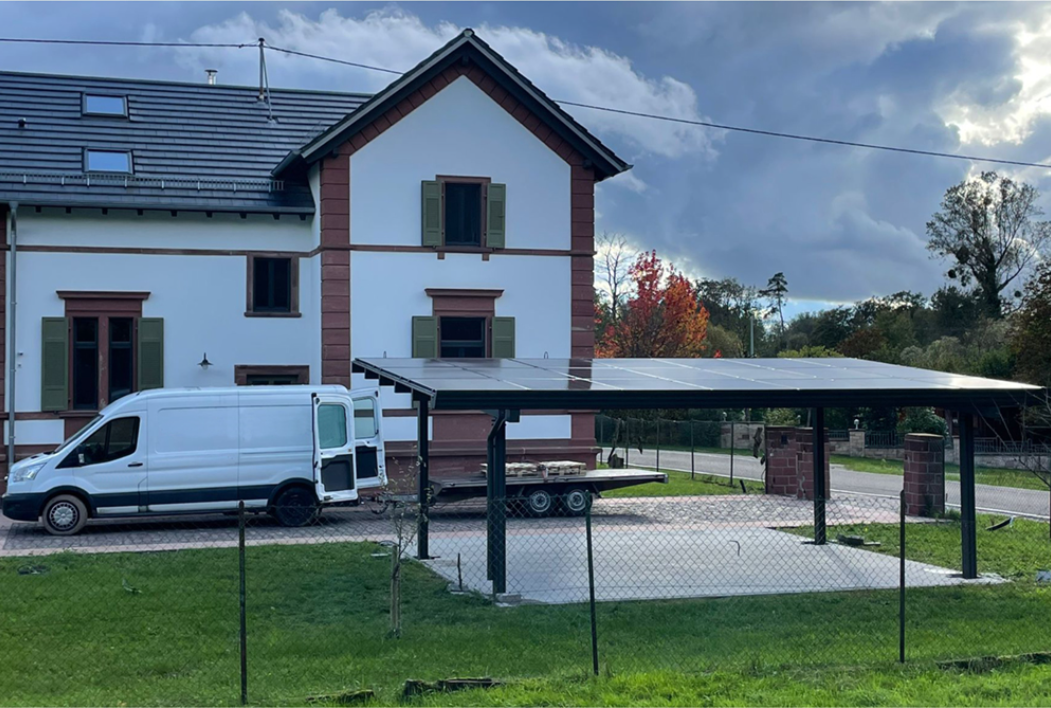 Dubbel Solar carport Nova met 15 glas glas zonnepanelen compleet pakket   incl btw en transport - solar vermogen 6.6 kWp