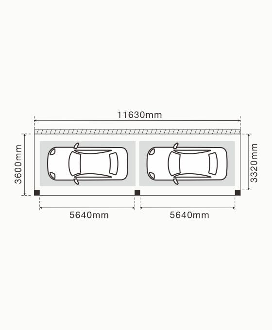 DUO wand carport met 20 glas glas zonnepanelen incl. btw en transport  met een totaal vermogen van 8.8 kWp
