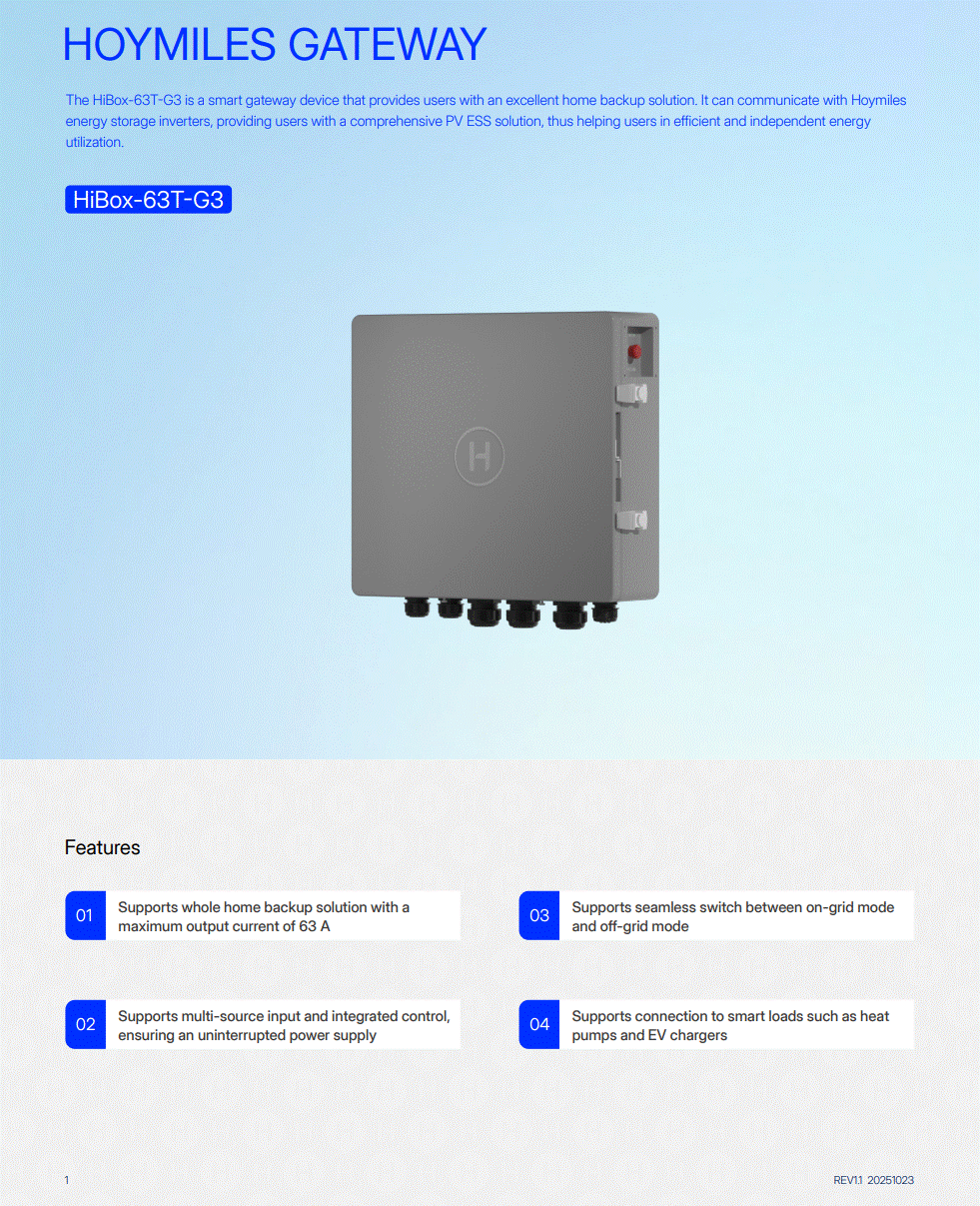 Hoymiles HiOne Backup Box 3-fase 63A (HiBox-63T-G3)