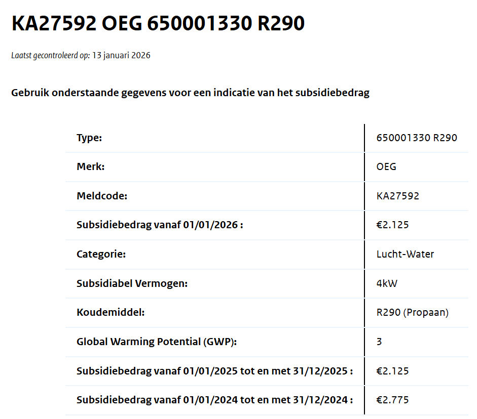 6.3 kW R 290 monoblock warmtepomp   OEG-nr.: 650001330 incl. btw en verzendkosten