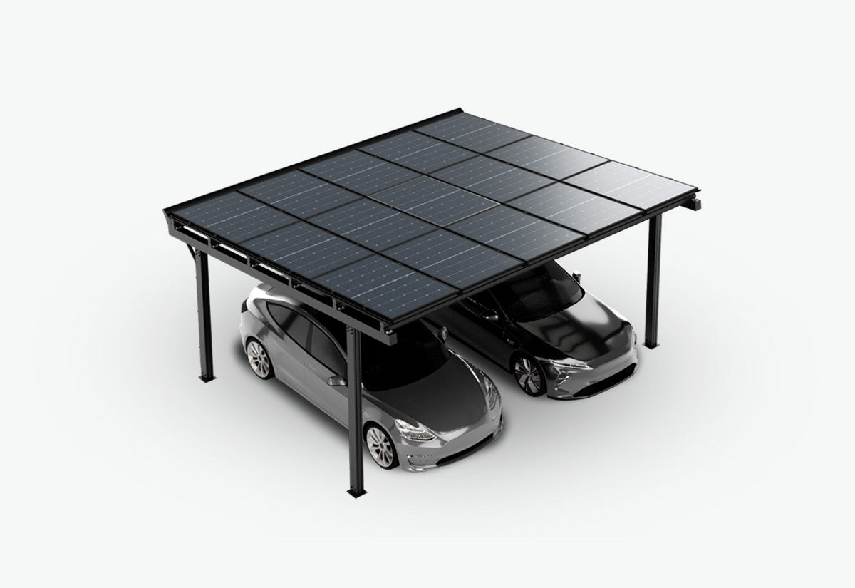 Luxo dubbele Zonnecarport met 15 glas glas zonnepanelen compleet pakket   incl btw en transport - solar vermogen 6.6 kWp