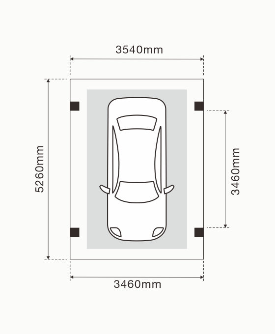Luxo Enkele Zonnecarport met 9 glas glas zonnepanelen compleet pakket incl btw en transport - solar vermogen 3.96 kWp